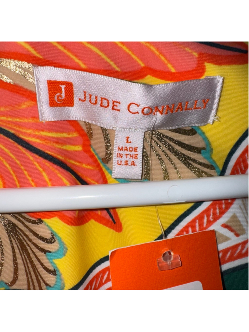 Jude Connally Easton Jude Cloth In Stained Glass Coral Gold Maxi Dress Large - Picture 6 of 12